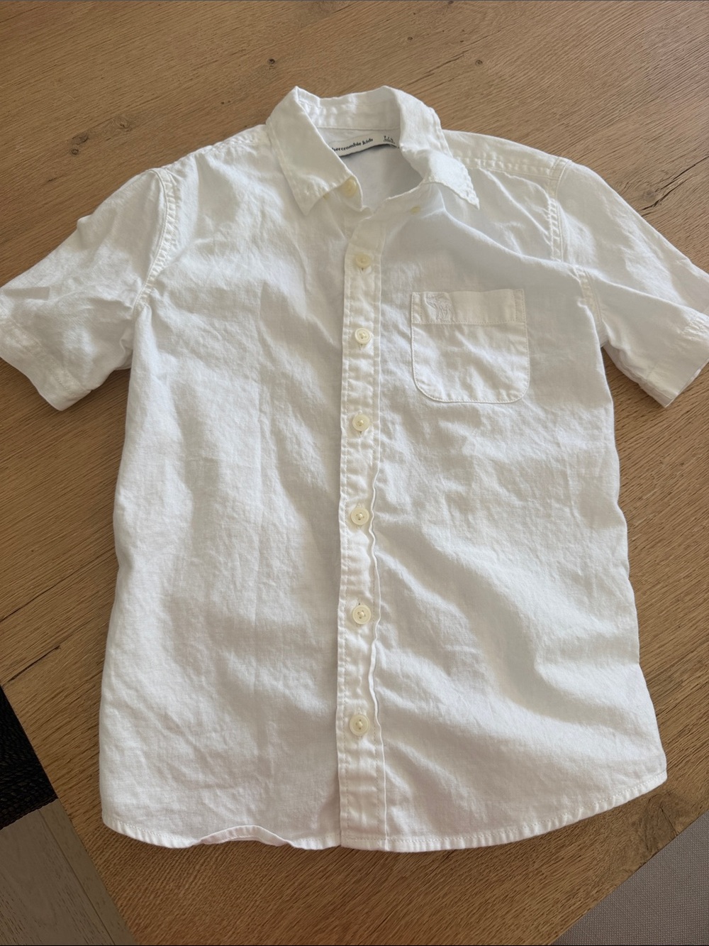 abercrombie kids White Short-Sleeve Button-Down Shirt - linen